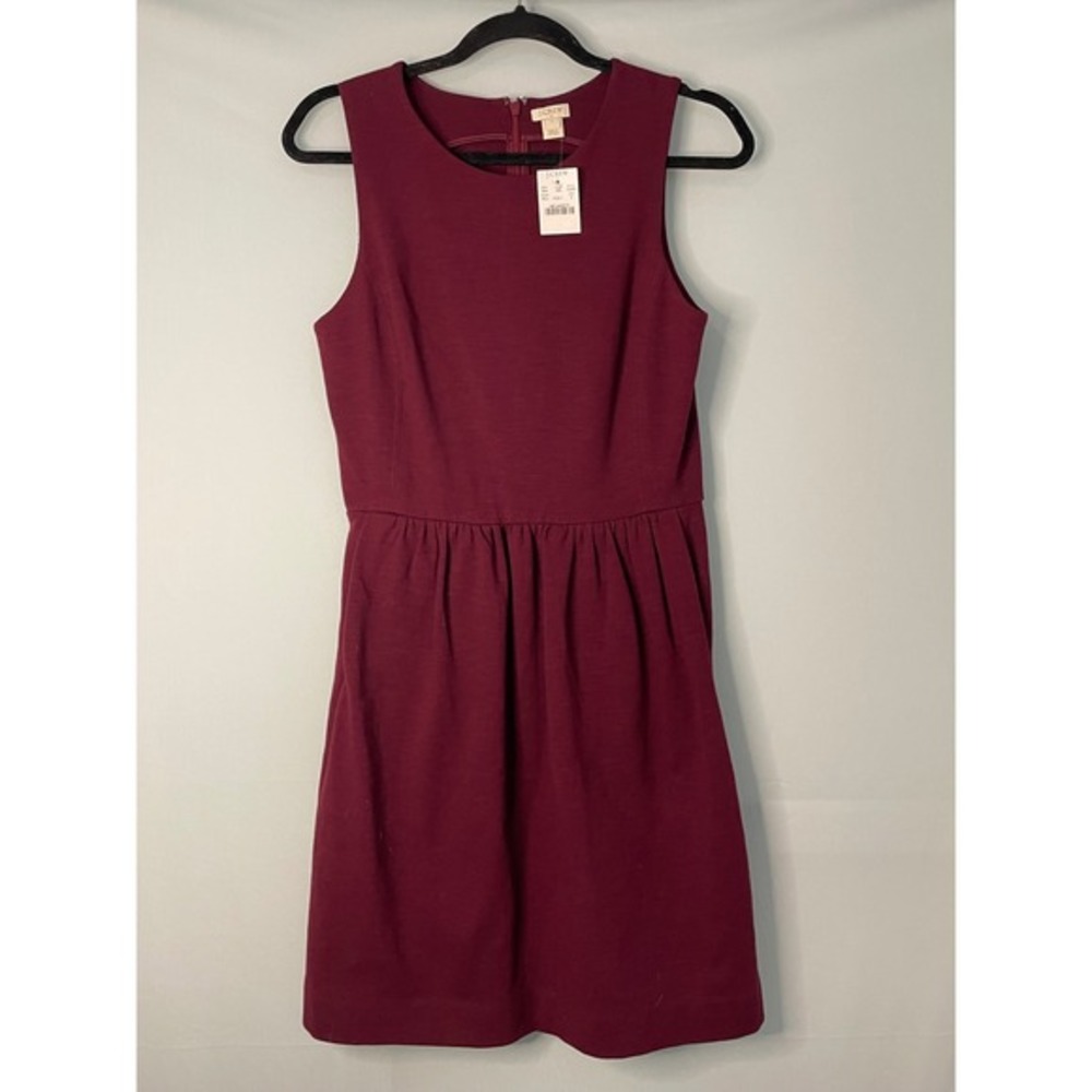 J‎ Crew Sleeveless Burgundy Cotton Blend Dress with Pockets Size S